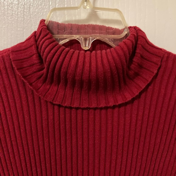 i.e Relaxed Red Ribbed Turtleneck Sweater - Picture 2 of 6